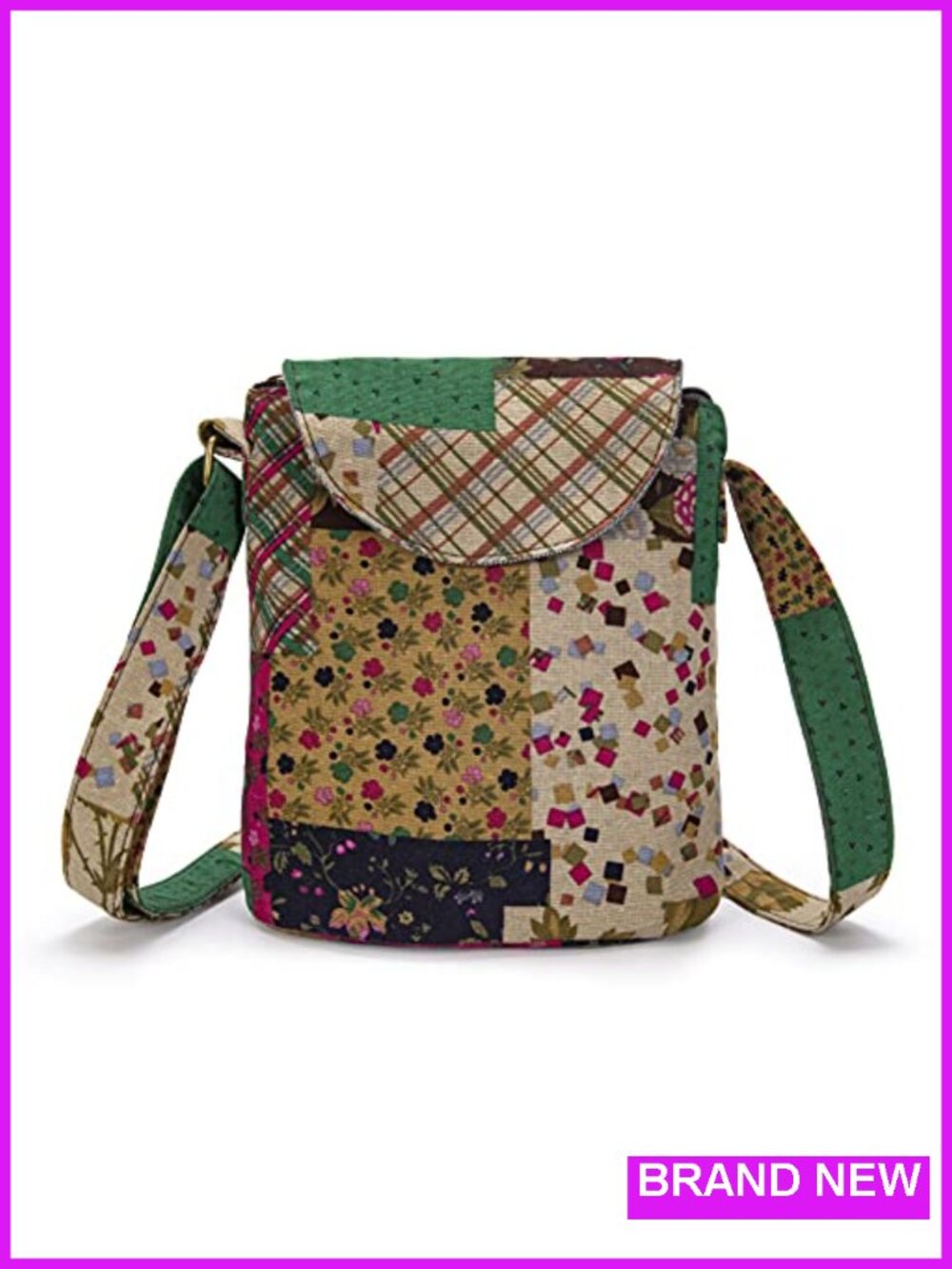 Retro Small Canvas Shoulder Bag Hippie Boho Crossbody Handbag